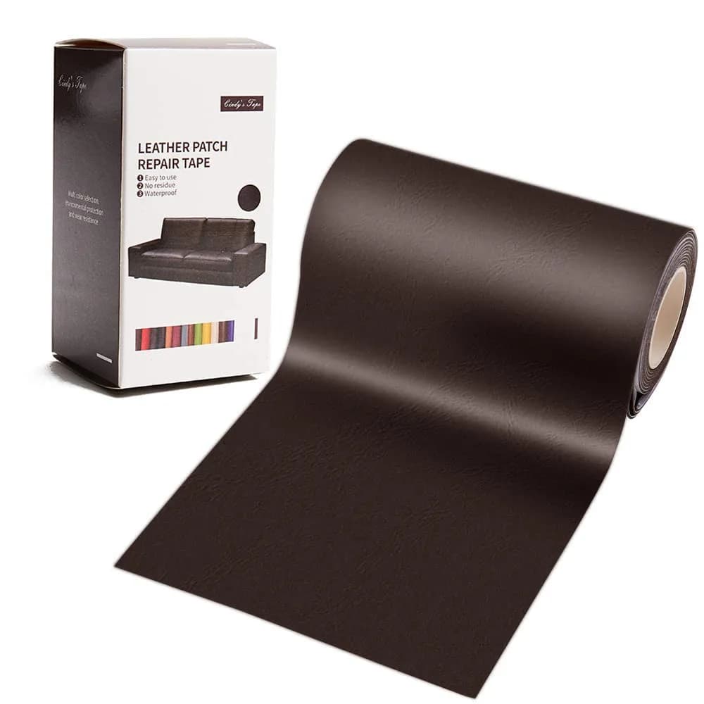Cindy's Tape Leather Repair Patch Kit Dark Brown 10.16cm x 152.4cm (4 x 60 inch) | Self-Adhesive for Furniture, Sofas, Car Seats — Dark Brown / 3*60 inch