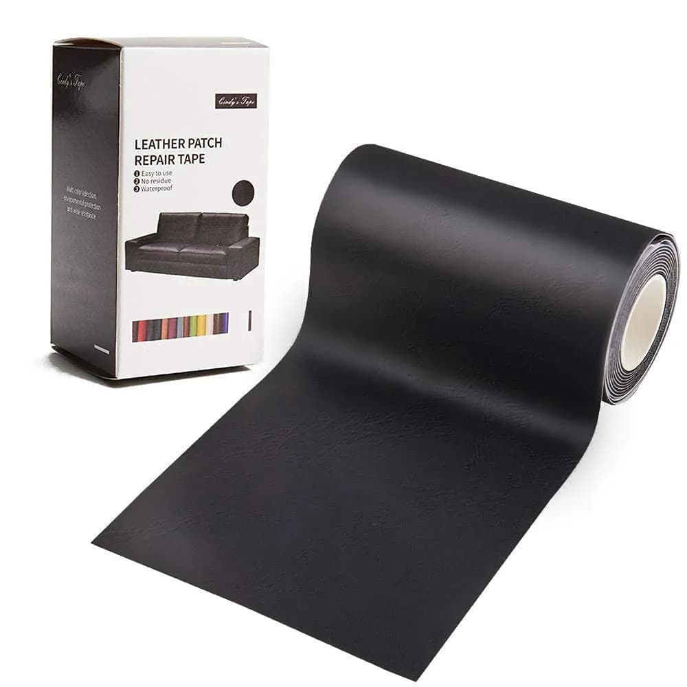 Cindy's Tape Leather Repair Patch Kit Dark Brown 10.16cm x 152.4cm (4 x 60 inch) | Self-Adhesive for Furniture, Sofas, Car Seats — Black / 4*60 inch