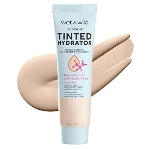 wet n wild Bare Focus Tinted Hydrator Deep 25.8 ml (0.91 fl oz) | Hydrating Tinted Skin Veil with Hyaluronic Acid & Vegan Squalane — Light Medium