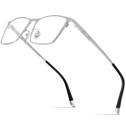FONEX Titanium Square Eyeglass Frames for Men, 67mm Lens Width (F85641 Silver) thumbnail 1