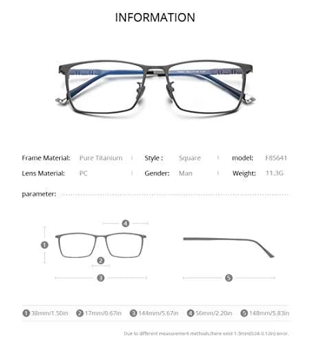 FONEX Titanium Square Eyeglass Frames for Men, 67mm Lens Width (F85641 Silver) thumbnail 2