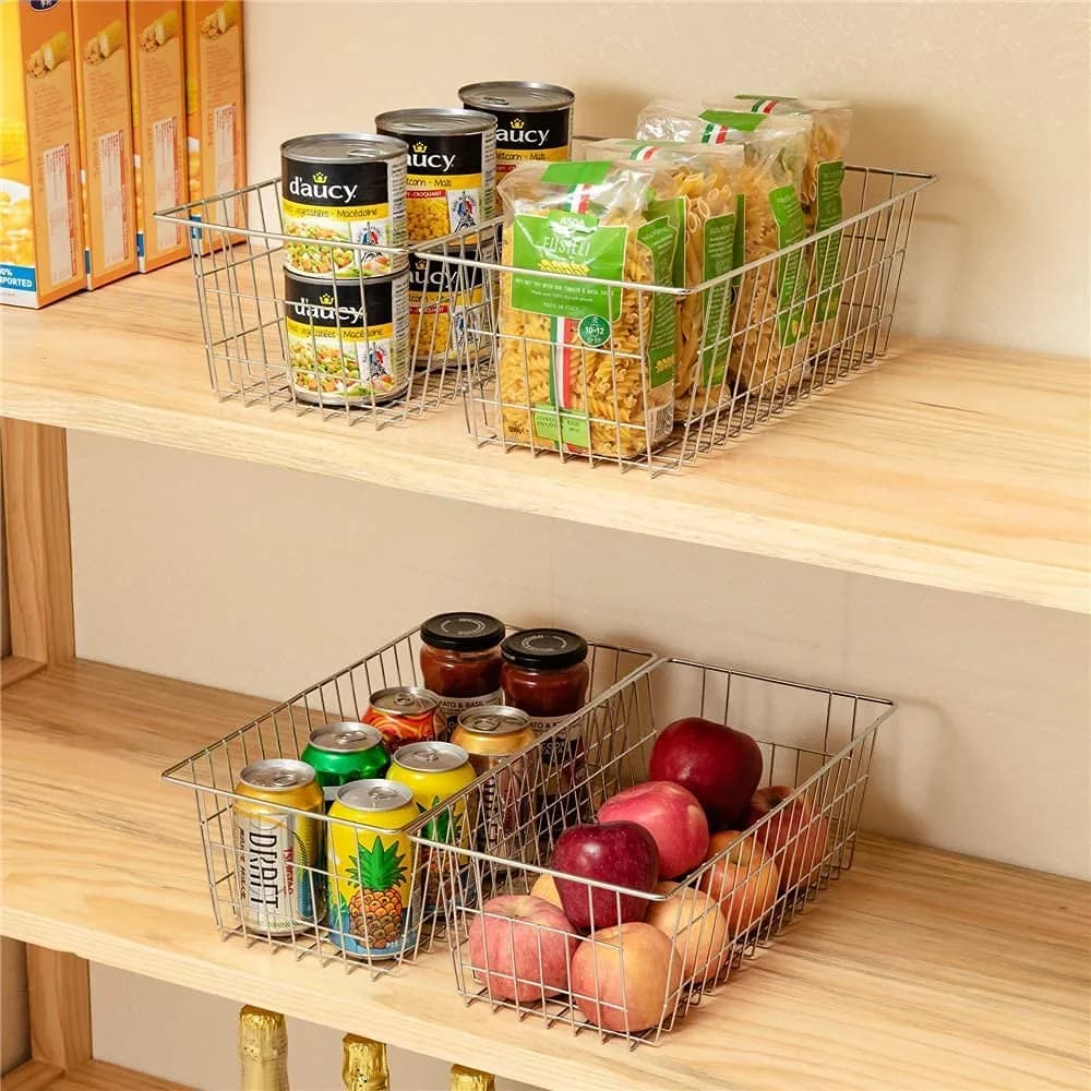 Slideep Farmhouse Wire Baskets 15.7"L x 9.5"W x 6.3"H | Rustic Kitchen & Pantry Organizer thumbnail 2