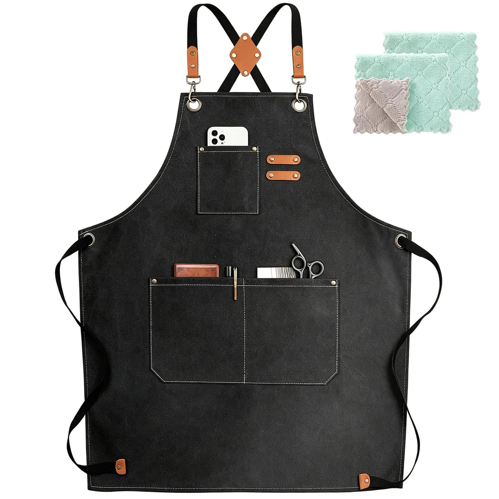 ZOMAO Cross Back Chef Apron 100% Cotton | Durable & Adjustable for Men & Women