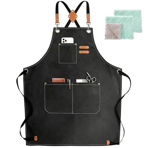 ZOMAO Cross Back Chef Apron 100% Cotton | Durable & Adjustable for Men & Women thumbnail 1