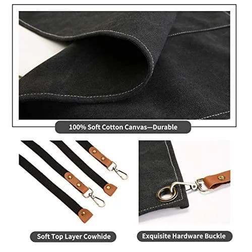 ZOMAO Cross Back Chef Apron 100% Cotton | Durable & Adjustable for Men & Women thumbnail 4