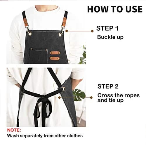 ZOMAO Cross Back Chef Apron 100% Cotton | Durable & Adjustable for Men & Women thumbnail 7