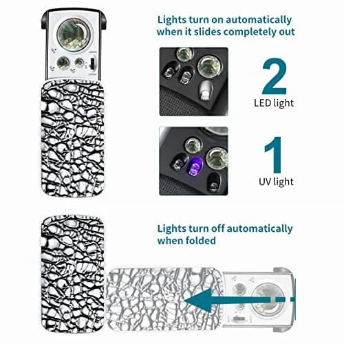 JARLINK 2 Pack Illuminated Jewelers Loupe Set | 30X 60X 90X Magnifications with LED & UV Light thumbnail 5
