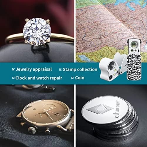 JARLINK 2 Pack Illuminated Jewelers Loupe Set | 30X 60X 90X Magnifications with LED & UV Light thumbnail 6