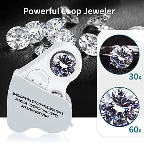 JARLINK 2 Pack Illuminated Jewelers Loupe Set | 30X 60X 90X Magnifications with LED & UV Light thumbnail 3