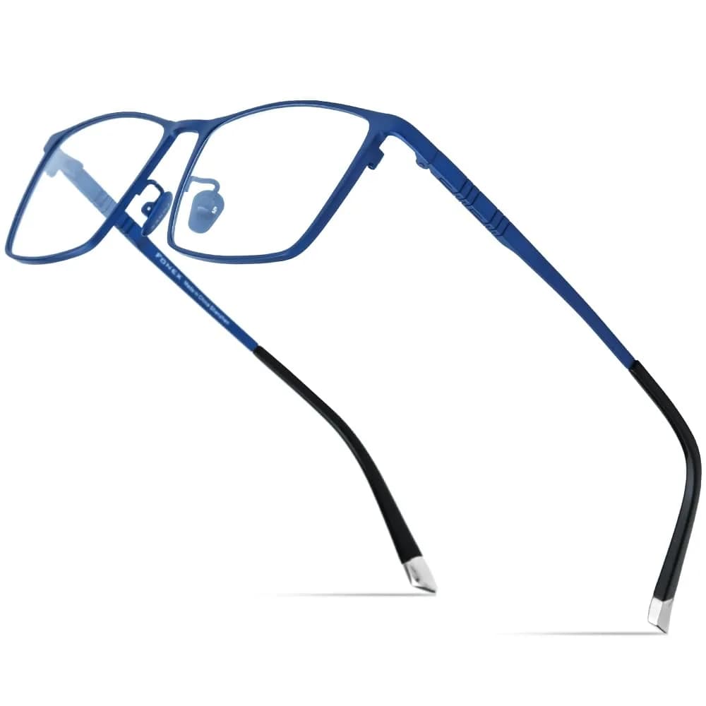 FONEX Titanium Glasses Frame for Men, Square Eyewear, Full Optical, F85641 (F85641 Blue) | Ultralight Titanium