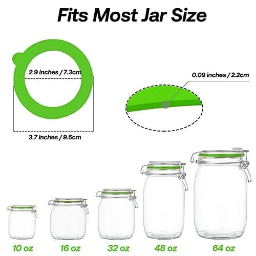 Gemhill Silicone Replacement Gasket 97mm | Leak-Proof Mason Jar Seal (97 mm, 10pcs) thumbnail 2