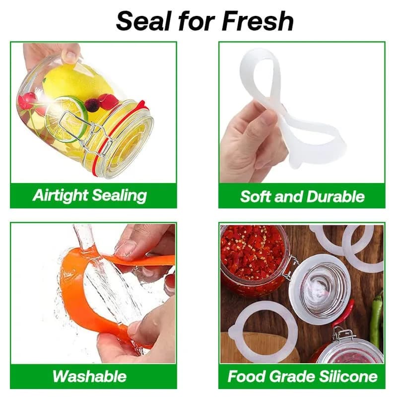 Gemhill Silicone Replacement Gasket 97mm | Leak-Proof Mason Jar Seal (97 mm, 10pcs) thumbnail 6