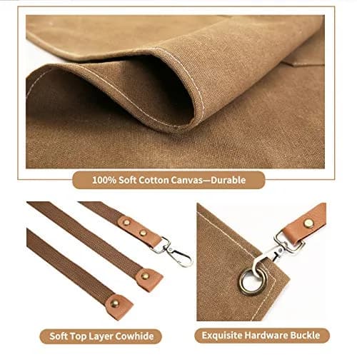 ZOMAO Cotton Canvas Cross Back Apron 1 Size | Durable & Adjustable for Kitchen & Work thumbnail 4