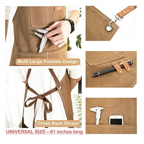 ZOMAO Cotton Canvas Cross Back Apron 1 Size | Durable & Adjustable for Kitchen & Work thumbnail 5