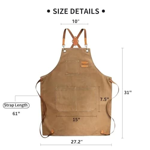 ZOMAO Cotton Canvas Cross Back Apron 1 Size | Durable & Adjustable for Kitchen & Work thumbnail 6