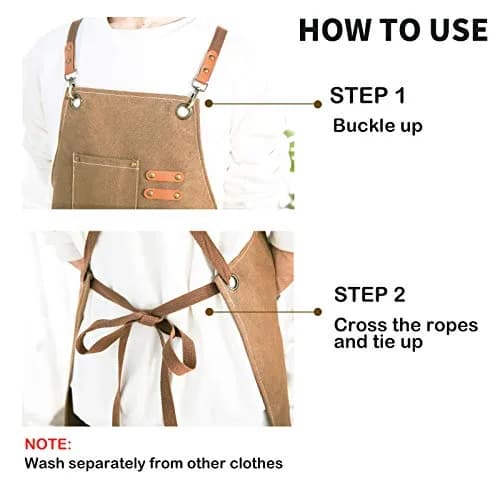 ZOMAO Cotton Canvas Cross Back Apron 1 Size | Durable & Adjustable for Kitchen & Work thumbnail 7