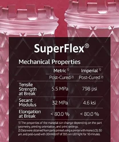 3DMaterials Superflex 3D Printer Resin 500g (Clear) | Flexible Rubber 80A Shore, Fast Printing thumbnail 4