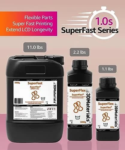 3DMaterials Superflex 3D Printer Resin 500g (Clear) | Flexible Rubber 80A Shore, Fast Printing thumbnail 6