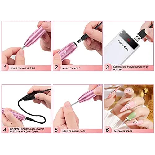 COSITTE Pink USB Electric Nail Drill Machine for Acrylic Nails | 20000 RPM Portable Efile thumbnail 4