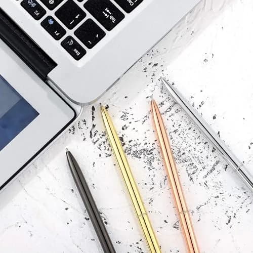 Zonon Metal Ballpoint Pen Set 8 pcs Gold, Rose Gold, Silver, Steel | Slim, Refillable, Smooth Ink thumbnail 4
