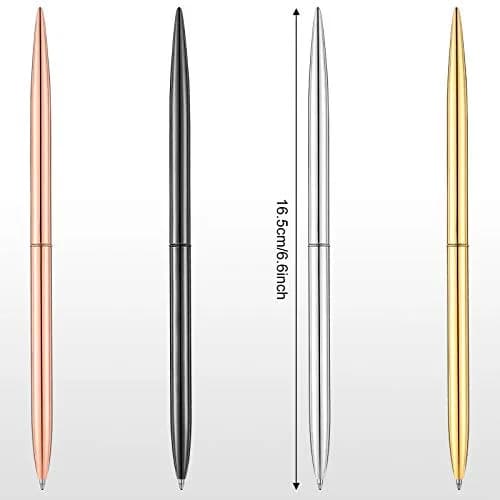 Zonon Metal Ballpoint Pen Set 8 pcs Gold, Rose Gold, Silver, Steel | Slim, Refillable, Smooth Ink thumbnail 2