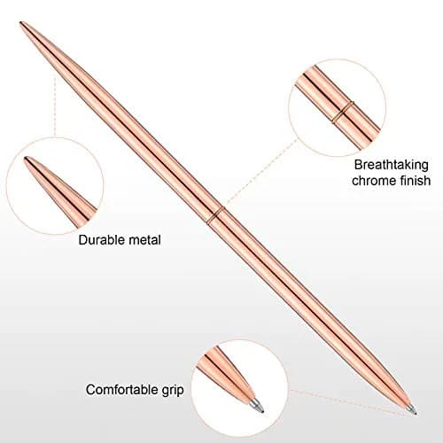 Zonon Metal Ballpoint Pen Set 8 pcs Gold, Rose Gold, Silver, Steel | Slim, Refillable, Smooth Ink thumbnail 3