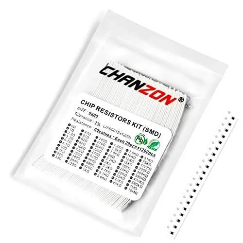CHANZON 1200pcs 0805 SMD Resistor Kit 60 Values 0-10M ohm 1/8W | Precision Metal Film Resistors thumbnail 1