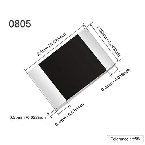 CHANZON 1200pcs 0805 SMD Resistor Kit 60 Values 0-10M ohm 1/8W | Precision Metal Film Resistors thumbnail 2