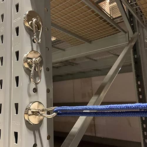 WELLZEER Heavy Duty Magnetic Hooks with Carabiner, 170 lbs Capacity, Stainless Steel, Pack of 4 | Industrial Grade for Garages & Kitchens thumbnail 9