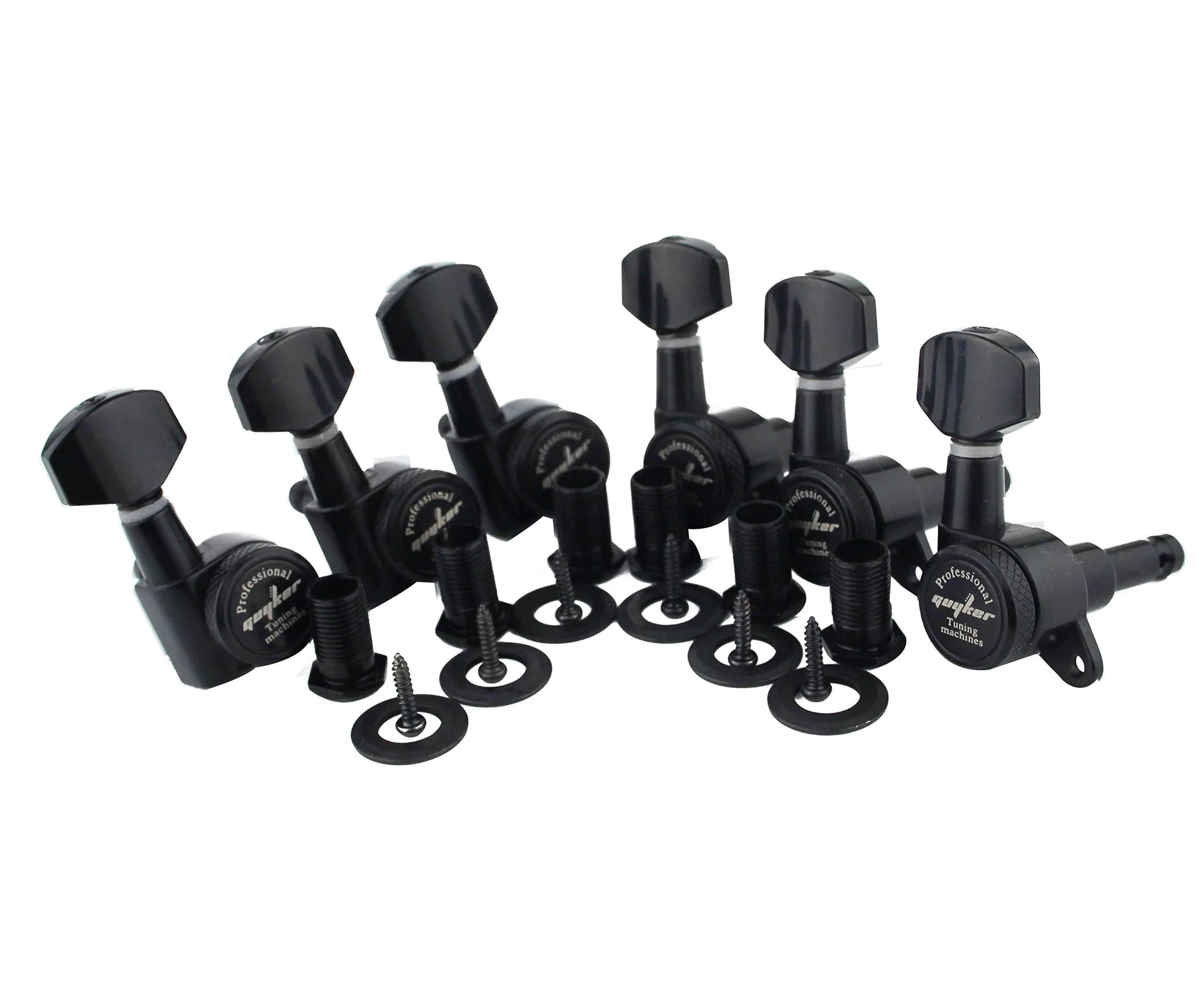 Guyker Guitar Locking Tuners (6-Pack Right) - 1:18 Gear Ratio, Black | Precision Tuning for Electric & Acoustic Guitars — Black