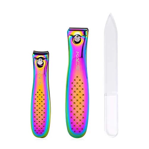Rolabling Rainbow Stainless Steel Nail Clipper Set with Glass Nail File | Precision Fingernail & Toenail Cutters thumbnail 1