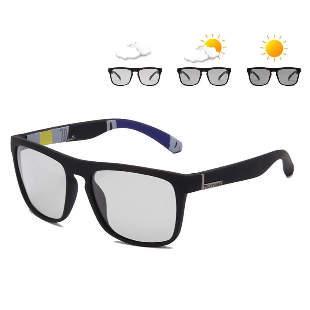 HCYCFY Photochromic Polarized Driving Sunglasses Square Matte Frame UV Protection Glasses (Black Frame/Photochromic Lens) - main product image