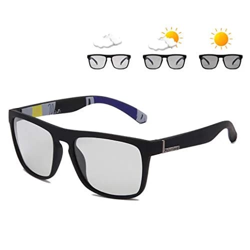 HCYCFY Photochromic Polarized Driving Sunglasses Square Matte Frame UV Protection Glasses (Black Frame/Photochromic Lens) thumbnail 1