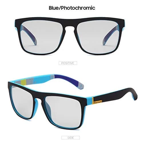 HCYCFY Photochromic Polarized Sunglasses for Men | Square Matte Frame, Blue Lens, UV Protection thumbnail 6