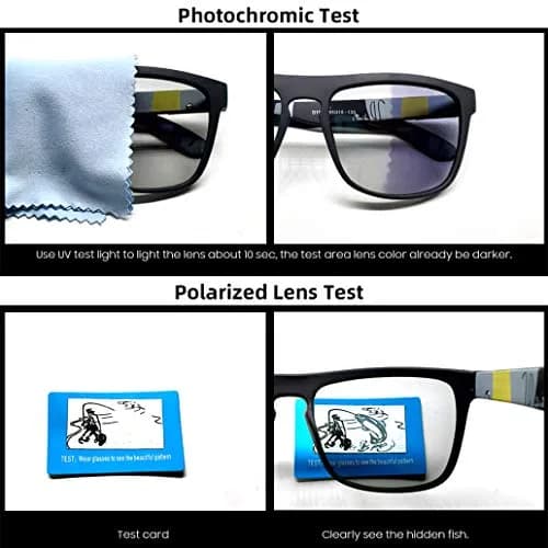 HCYCFY Photochromic Polarized Sunglasses for Men | Square Matte Frame, Blue Lens, UV Protection thumbnail 2