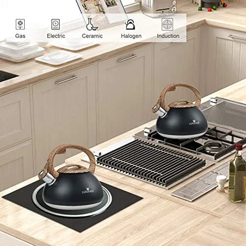 LUXGRACE 2.2 Quarts Stainless Steel Whistling Tea Kettle for Stovetop | Fast Boiling & Safe Handle thumbnail 6