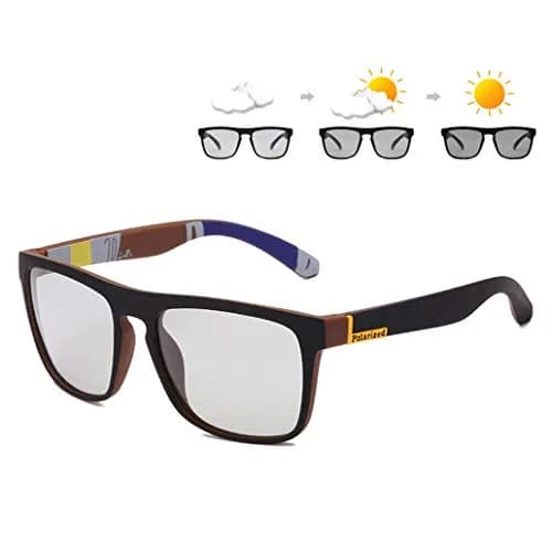 HCYCFY Photochromic Polarized Driving Sunglasses Square Matte Frame 65mm (2.56in) | Adaptive Tint for All-Day Clarity thumbnail 1