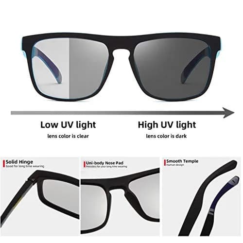 HCYCFY Photochromic Polarized Driving Sunglasses Square Matte Frame 65mm (2.56in) | Adaptive Tint for All-Day Clarity thumbnail 3