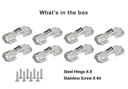 DOBOGA 8-Pack Hidden Hinges for Frameless Cabinets | 90° Flush Mount Concealed Hinges thumbnail 7
