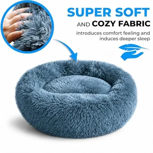 Whiskers & Friends Calming Donut Cat Bed 58cm (23") | Orthopedic Soft Plush Round Pet Bed for Indoor Cats & Small Dogs thumbnail 5