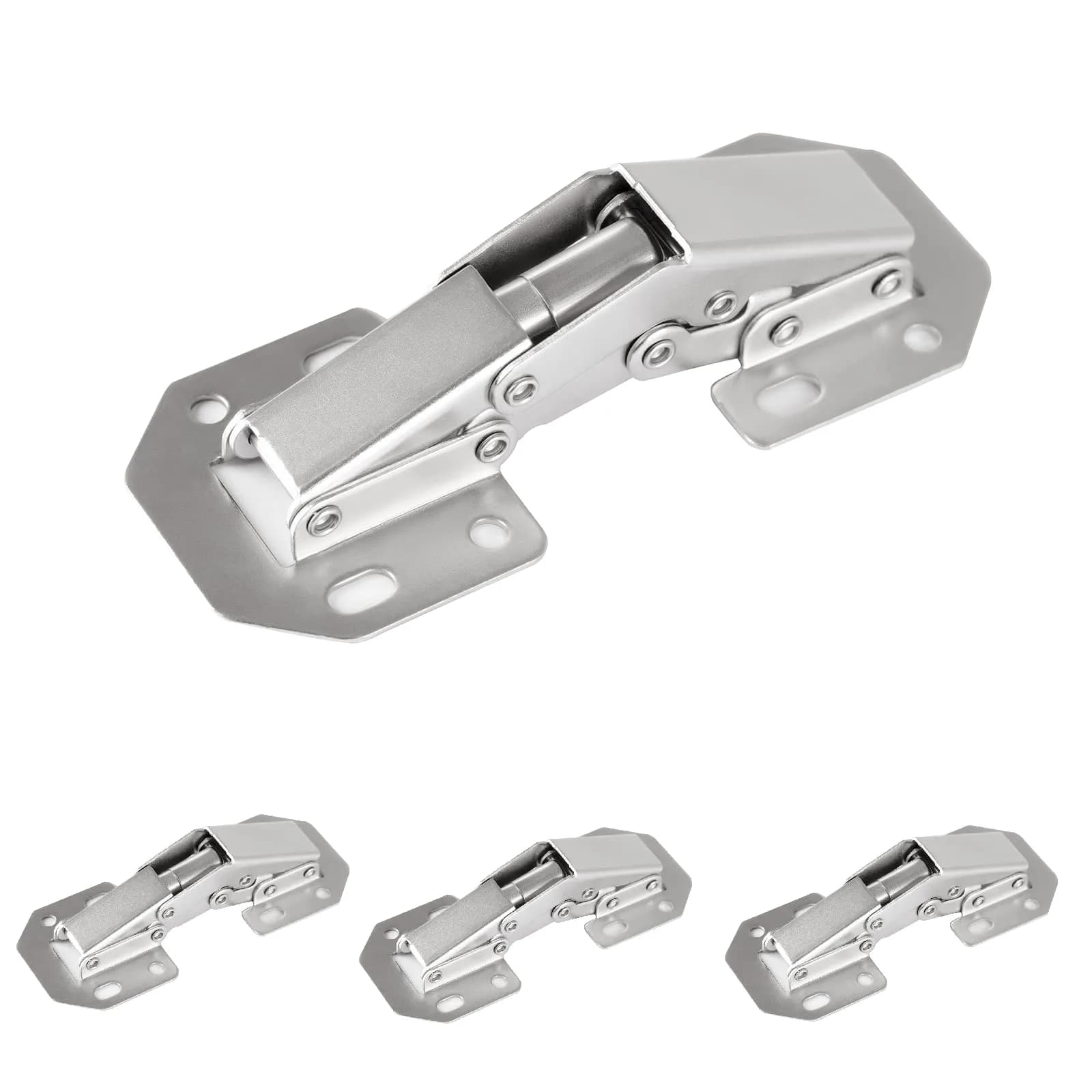 DOBOGA 4-Pack Hidden Cabinet Hinges for Frameless Cabinets, 90 Degree Surface Mount, Nickel Finish