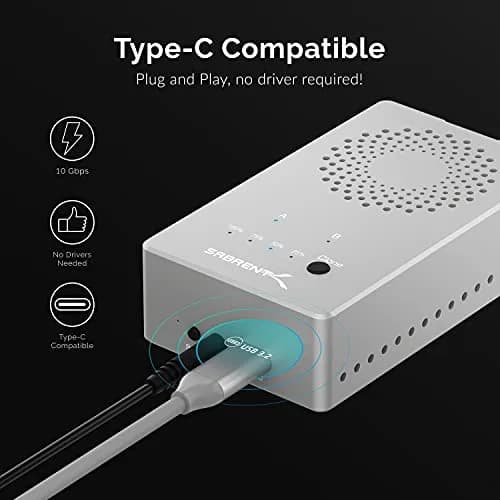 Sabrent Dual M.2 NVMe SSD Docking Station with Offline Clone Function EC-SSD2 | 10Gbps USB-C thumbnail 4