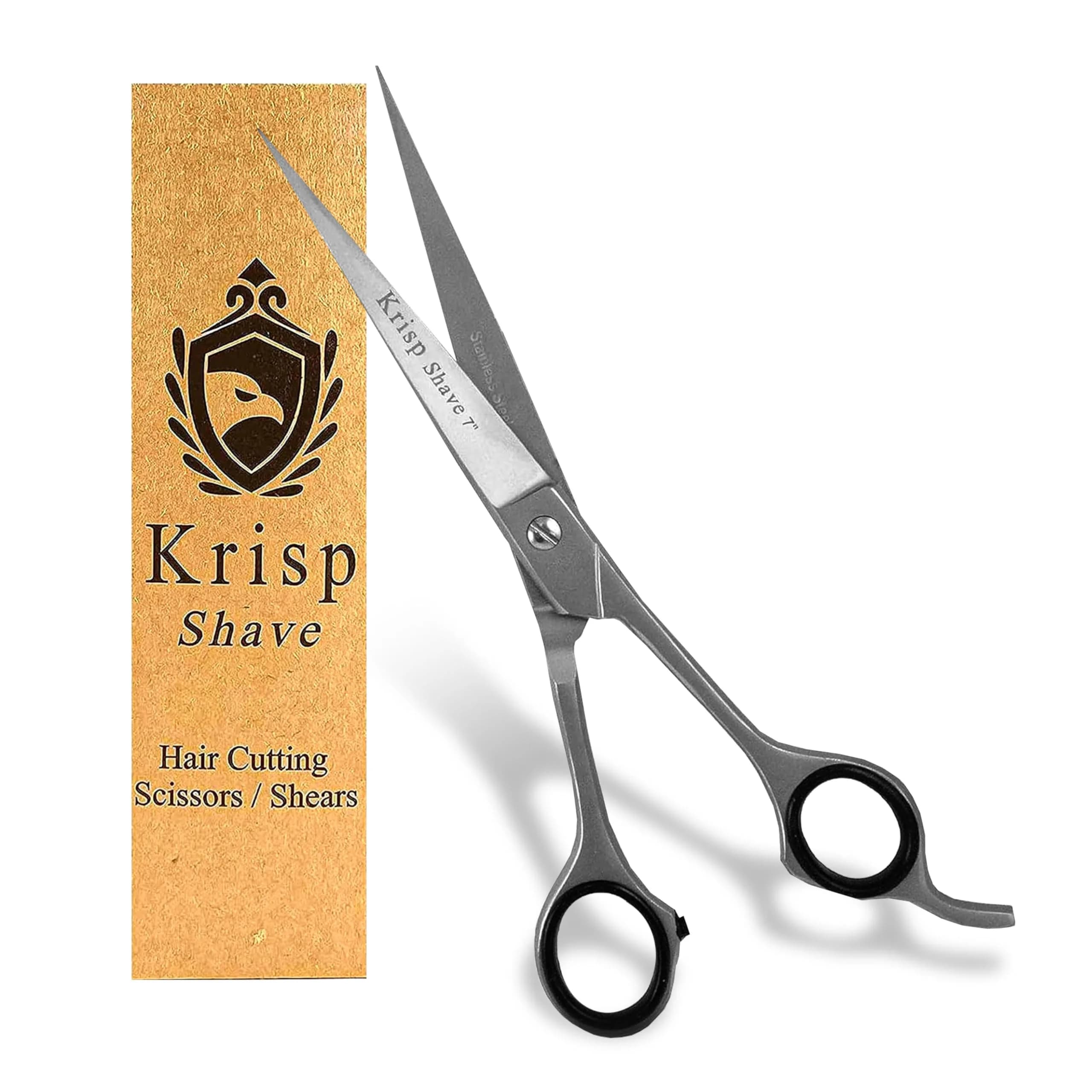 Krisp Shave Professional Hair Cutting Scissors 7 Inch (17.78 cm) | Japanese Stainless Steel Salon Barber Shears — Stainless Steel