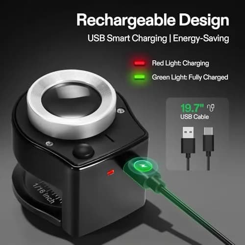 VIVOSUN 30X Rechargeable Loupe Magnifier with LED and UV Light, Black | Optical Glass Lens with Scale thumbnail 5