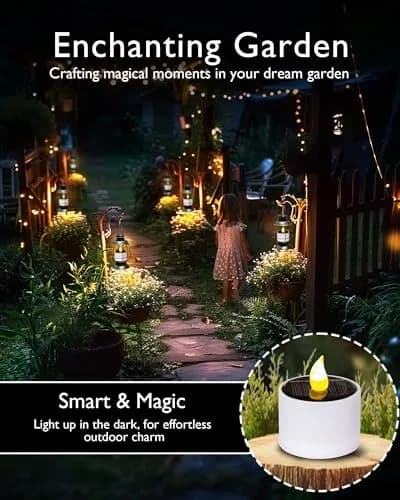 Homemory Solar Votive Candles Outdoor Waterproof, Dusk to Dawn, 6-Pack, 5.8cm (2.3") Diameter x 5cm (2") High | Realistic Flickering LED Garden Lights thumbnail 7