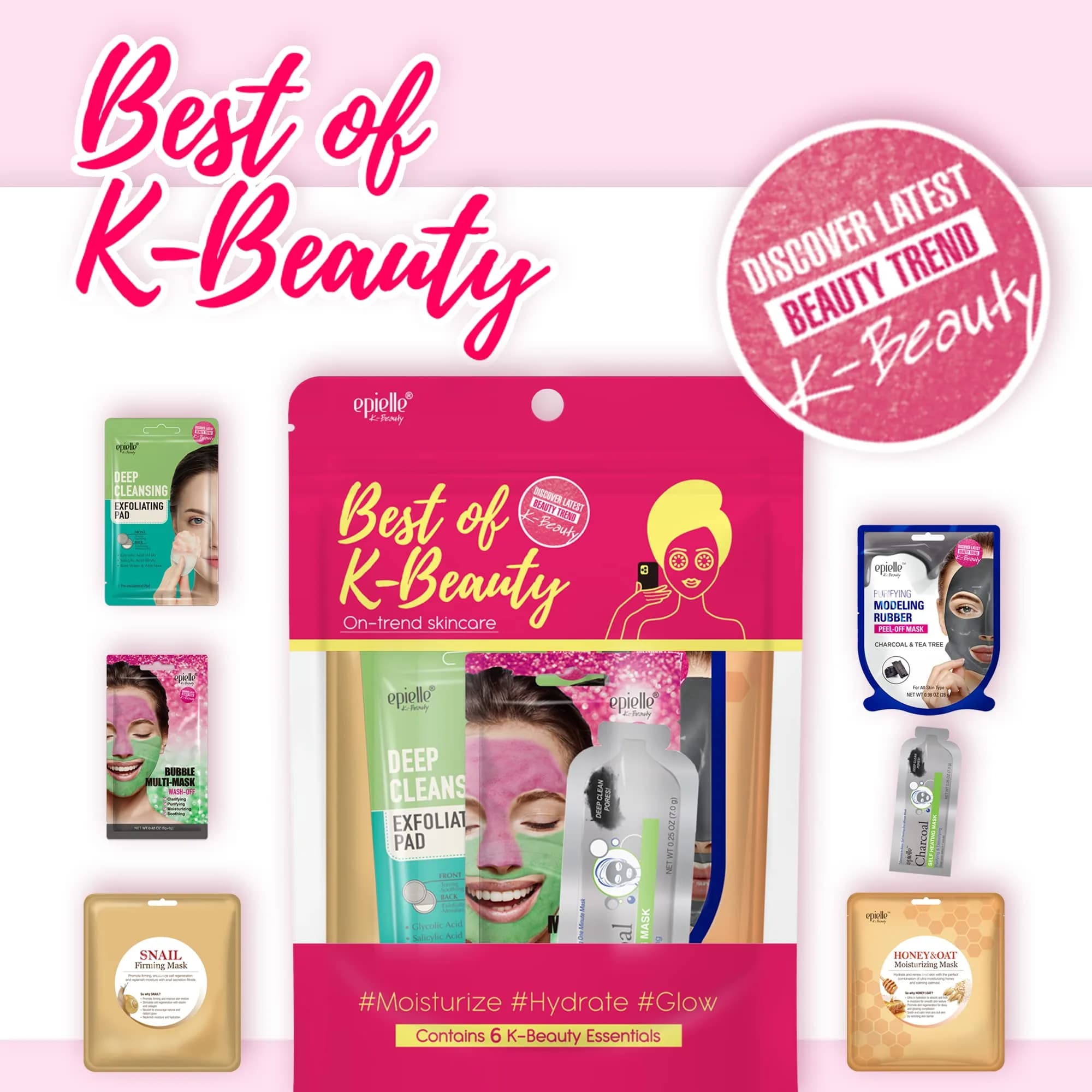 Epielle Home Spa Kit, 6 Relaxation Essentials for Radiant Skin, All-in-One Self Care Set, Korean Skin Care, Travel Friendly, Gift for Women thumbnail 2