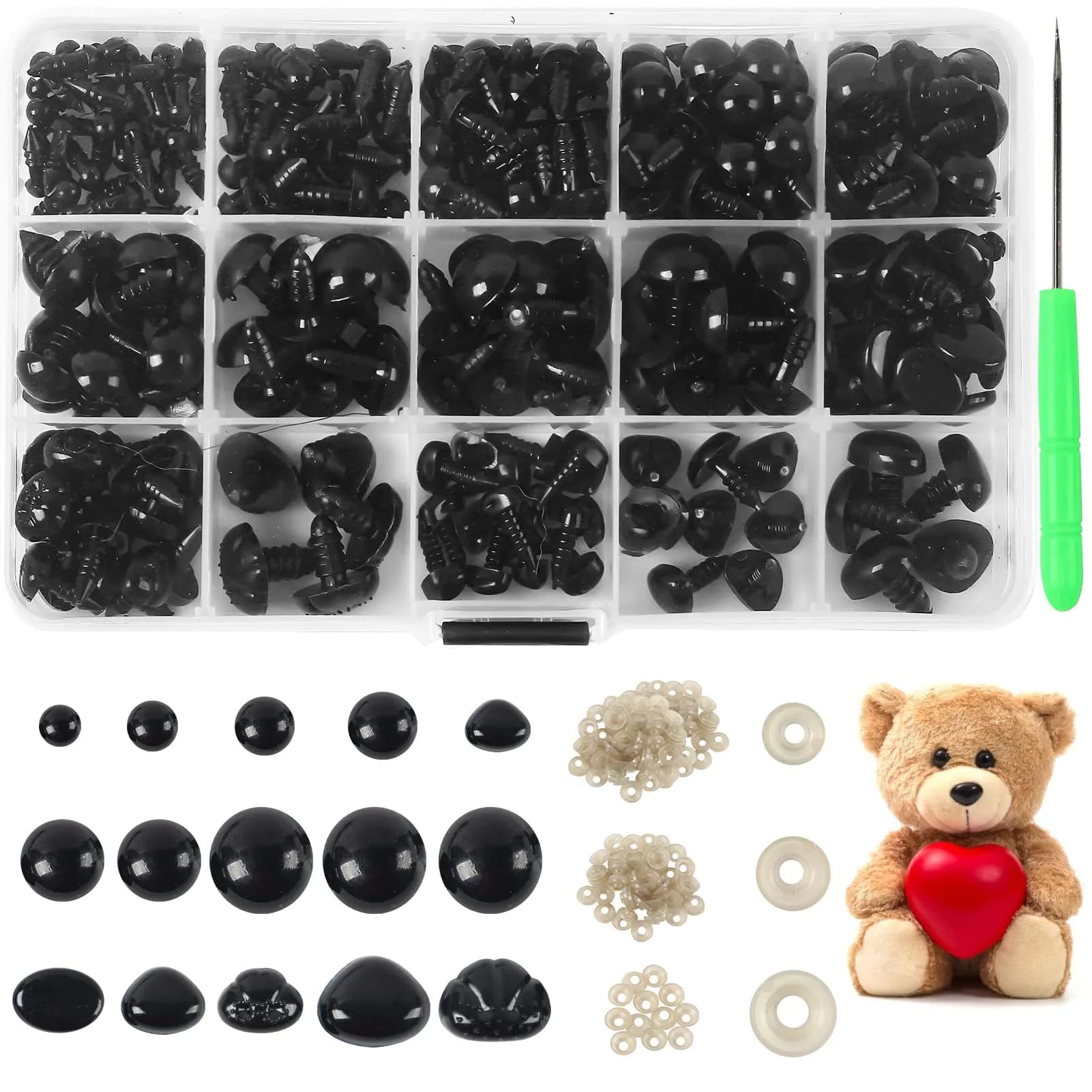 Yexixsr Safety Eyes and Noses for Amigurumi 566PCS | Assorted Sizes for Crochet Dolls & Plush Animals - main product image
