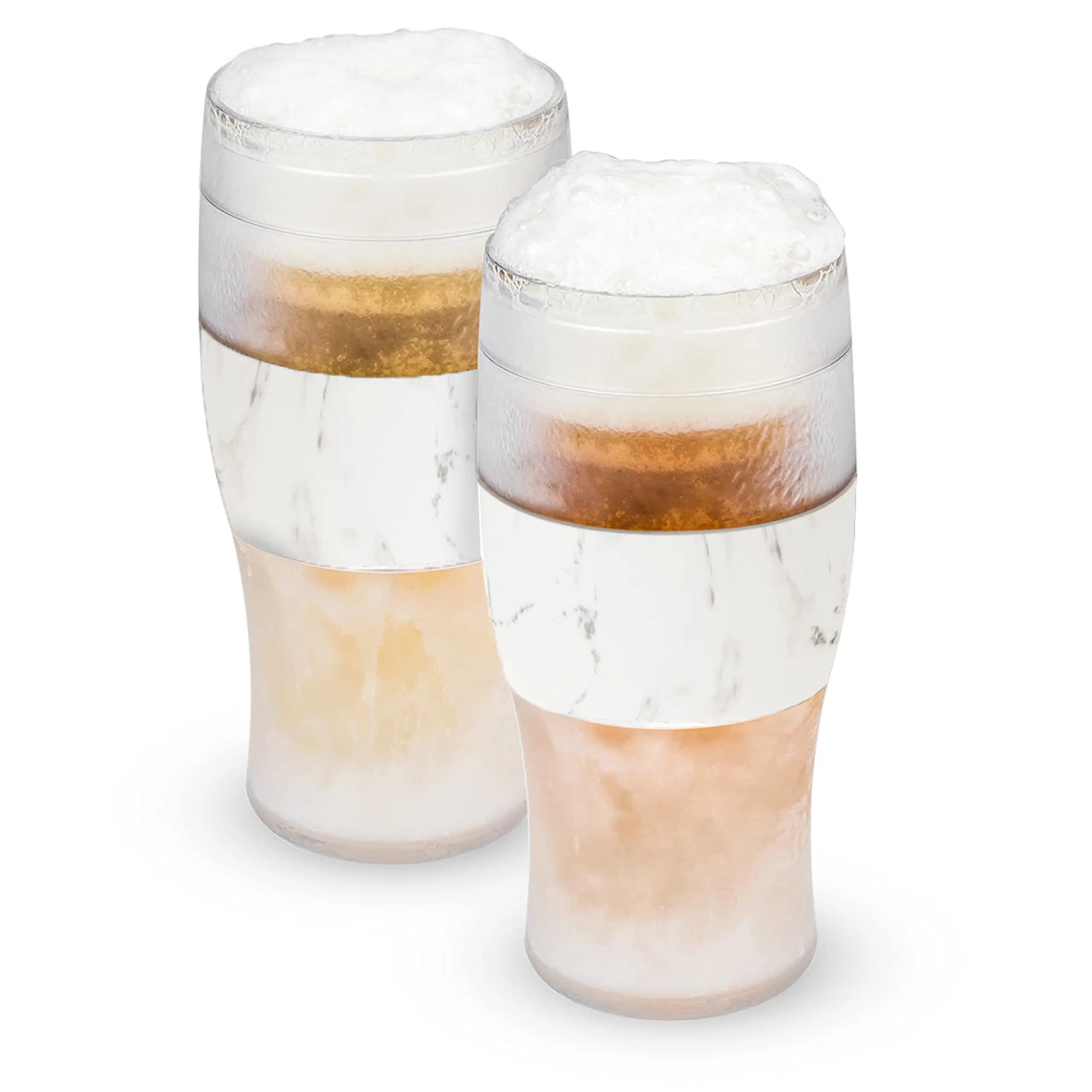 Host Freeze Cooling Pint Glasses Set of 2 Marble 473ml (16oz) | Keep Drinks Ice Cold for Hours
