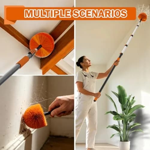 Buyplus Telescoping Cobweb Duster with 20ft Extension Pole | Cleans Up to 26ft High, Non-Shedding Bristles thumbnail 7