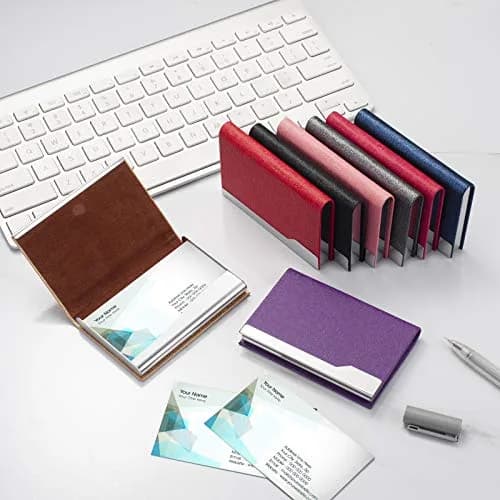 FACATH Business Card Holder Case - Grey PU Leather | Slim, Portable, Magnetic Closure thumbnail 7
